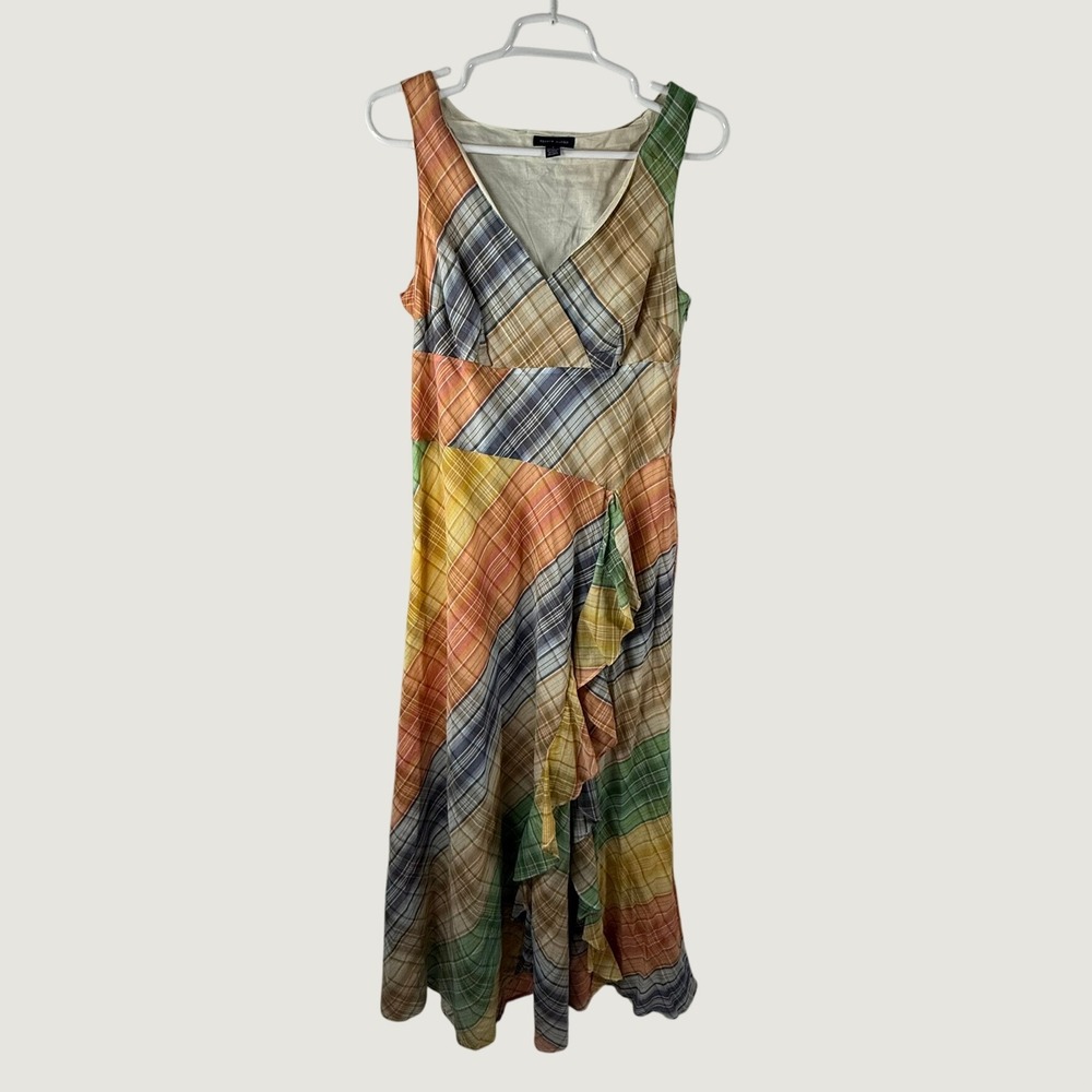 Tommy Hilfiger Womens Plaid Ruffle Maxi Dress Sleeveless V-Neck Cotton Multi 4